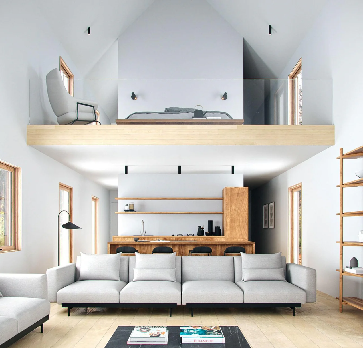 Cabin rendering, dusk